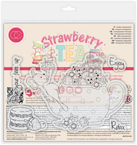 Craft Consortium Strawberry Tea A6 Photopolymer Stamp Set Relax & Enjoy (CCLSTMP005)