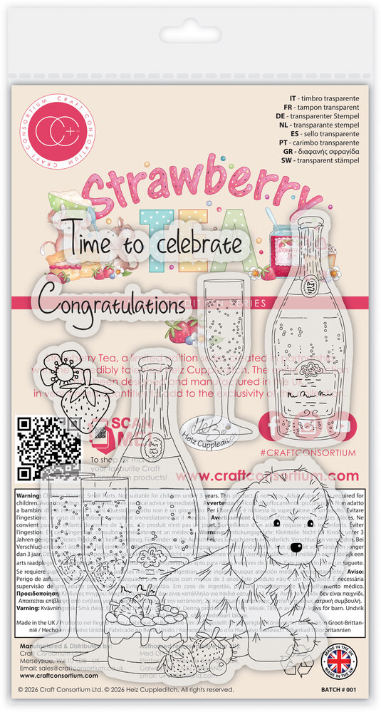 Craft Consortium Strawberry Tea A6 Photopolymer Stamp Set Celebrate (CCLSTMP006)