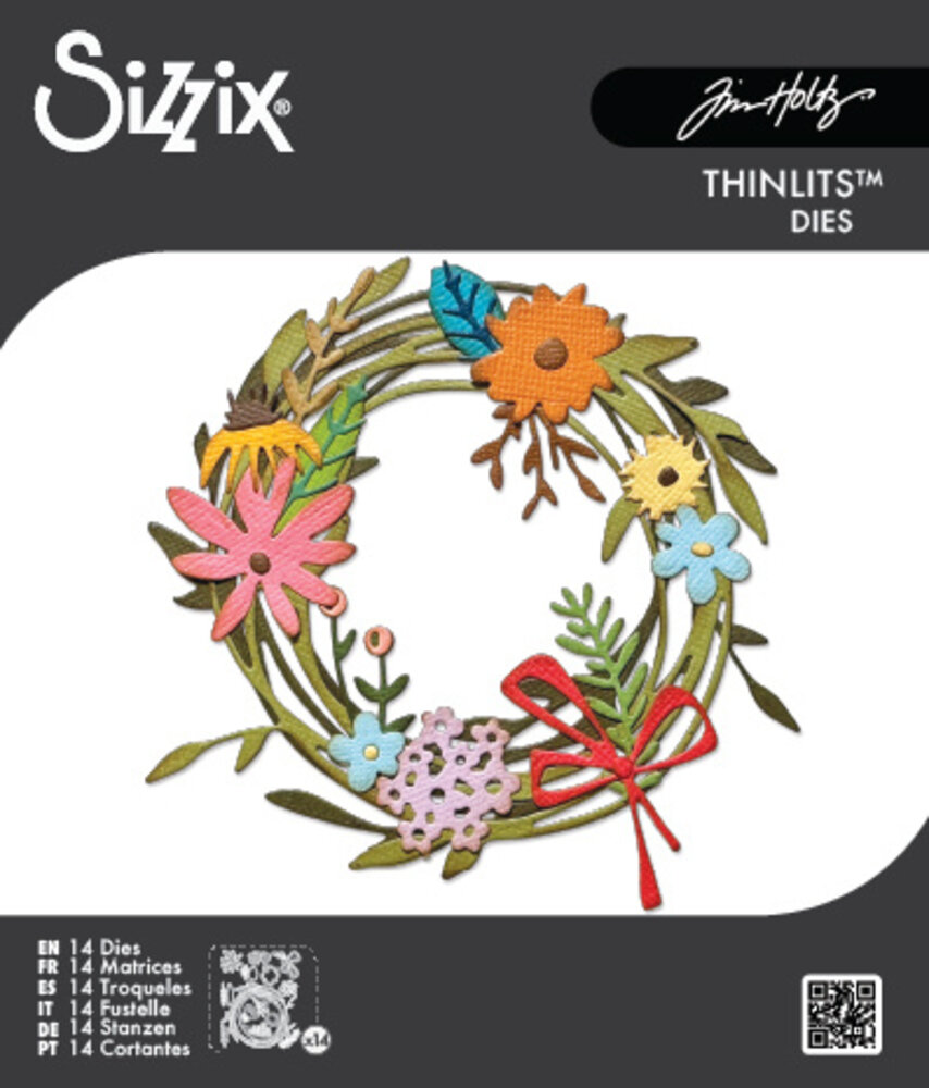Sizzix Thinlits Die by Tim Holtz Vault Funky Floral Wreath (14pcs) (666563)