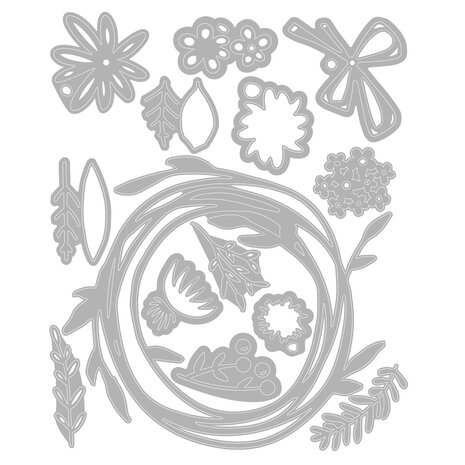 Sizzix Thinlits Die by Tim Holtz Vault Funky Floral Wreath (14pcs) (666563)