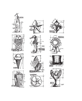 Stampers Anonymous Mini Blueprints 6 Tim Holtz Cling Stamps (CMS196)