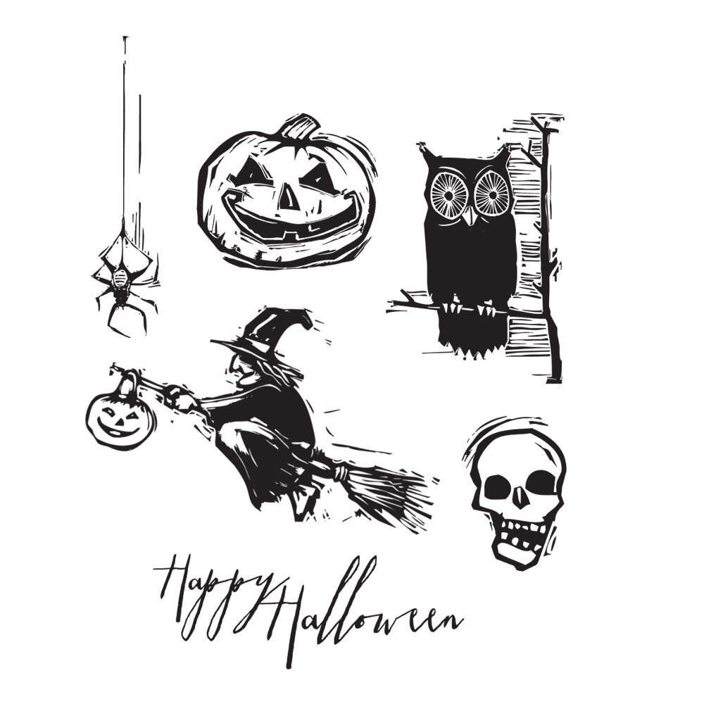 Stampers Anonymous Carved Halloween Tim Holtz Cling Stamps (CMS197) Stampers Anonymous Carved Halloween Tim Holtz Cling Stamps (CMS197)