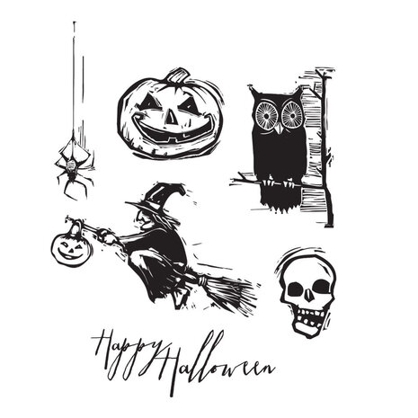Stampers Anonymous Carved Halloween Tim Holtz Cling Stamps (CMS197) Stampers Anonymous Carved Halloween Tim Holtz Cling Stamps (CMS197)