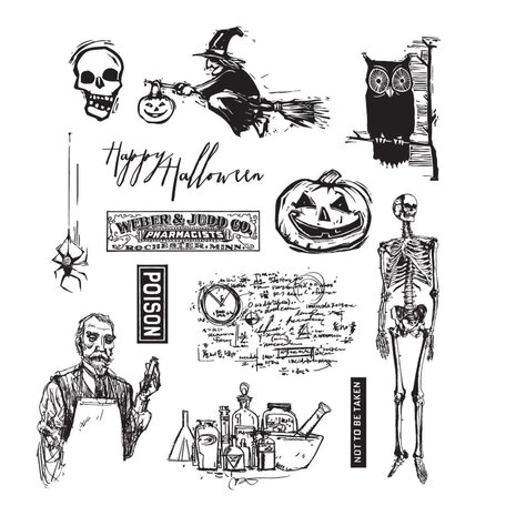 Stampers Anonymous Mini Halloween 4 Tim Holtz Cling Stamps (CMS198)