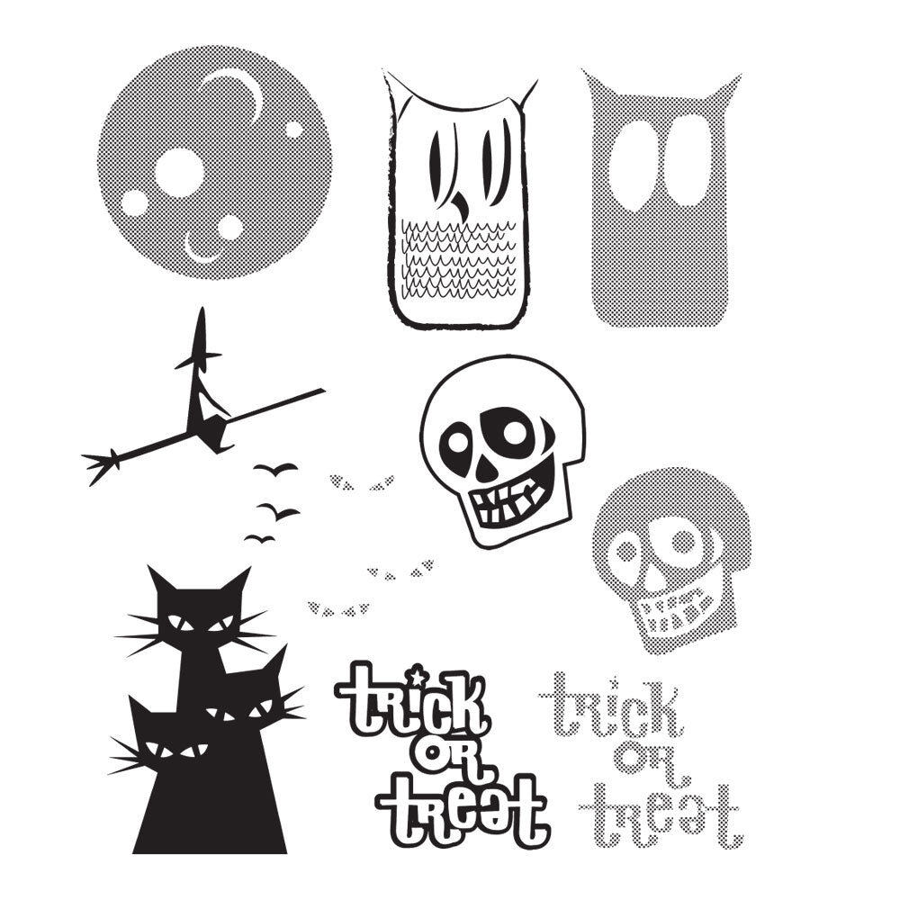 Stampers Anonymous Halftone Halloween Tim Holtz Cling Stamps (CMS199)