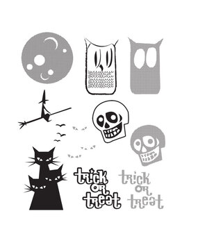 Stampers Anonymous Halftone Halloween Tim Holtz Cling Stamps (CMS199)