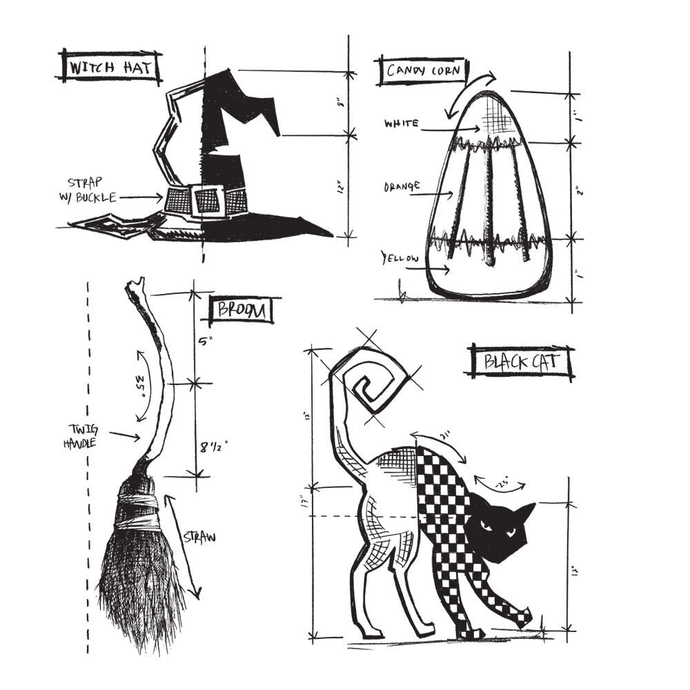Stampers Anonymous Halloween Blueprint 3 Tim Holtz Cling Stamps (CMS200)