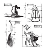 Stampers Anonymous Halloween Blueprint 3 Tim Holtz Cling Stamps (CMS200)