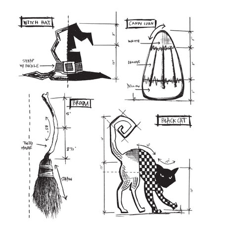 Stampers Anonymous Halloween Blueprint 3 Tim Holtz Cling Stamps (CMS200)