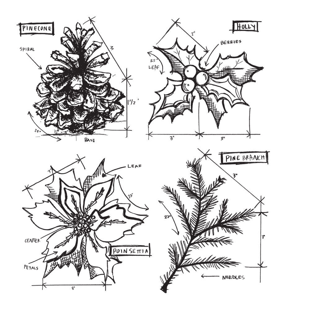 Stampers Anonymous Christmas Blueprint 4 Tim Holtz Cling Stamps (CMS201)