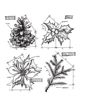 Stampers Anonymous Christmas Blueprint 4 Tim Holtz Cling Stamps (CMS201)
