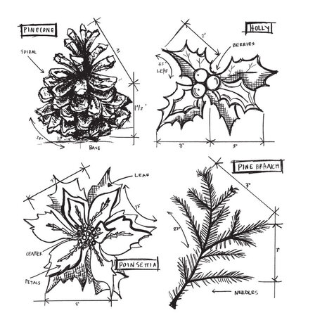 Stampers Anonymous Christmas Blueprint 4 Tim Holtz Cling Stamps (CMS201)