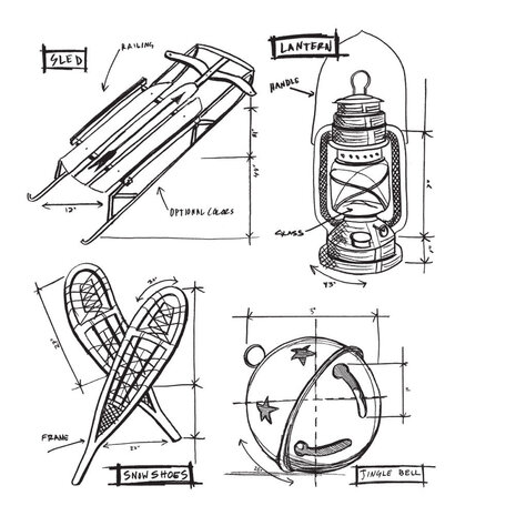Stampers Anonymous Christmas Blueprint 5 Tim Holtz Cling Stamps (CMS202)