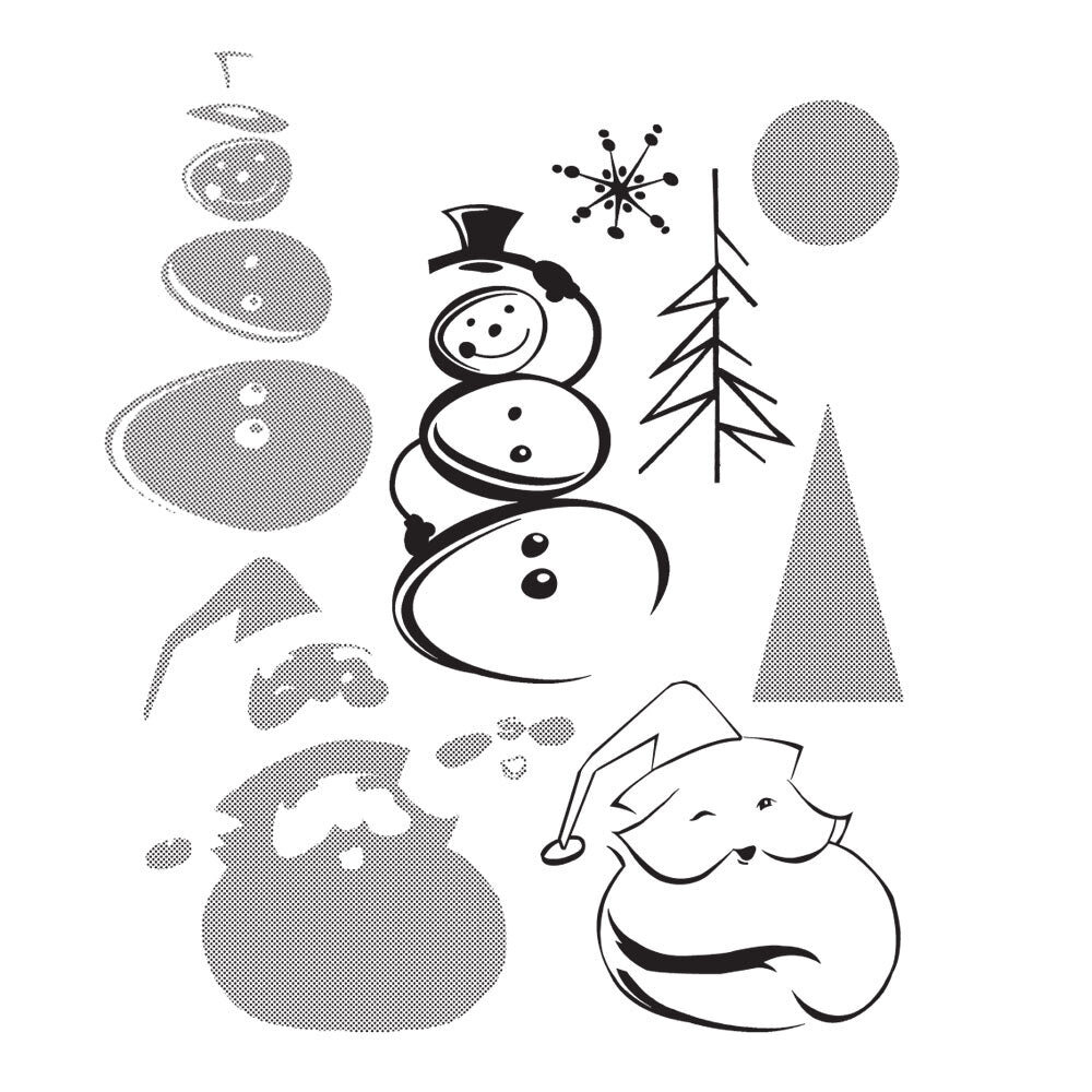 Stampers Anonymous Halftone Christmas Tim Holtz Cling Stamps (CMS204) Stampers Anonymous Halftone Christmas Tim Holtz Cling Stamps (CMS204)