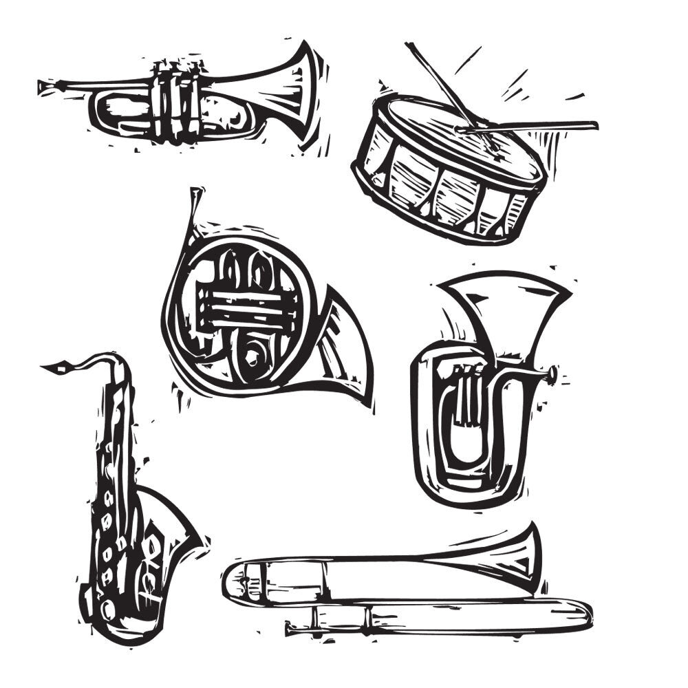 Stampers Anonymous Carved Instruments Tim Holtz Cling Stamps (CMS205) Stampers Anonymous Carved Instruments Tim Holtz Cling Stamps (CMS205)