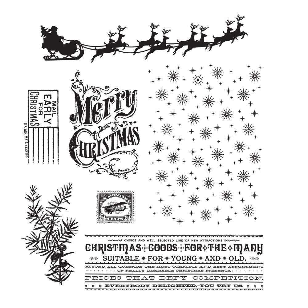 Stampers Anonymous Christmas Nostalgia Tim Holtz Cling Stamps (CMS207)