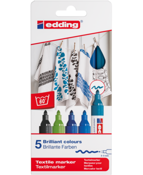 edding e-4500 Textile Marker Set Cool Colours (5pcs) (4-4500-5099)