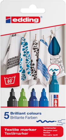 edding e-4500 Textile Marker Set Cool Colours (5pcs) (4-4500-5099) edding e-4500 Textile Marker Set Cool Colours (5pcs) (4-4500-5099)