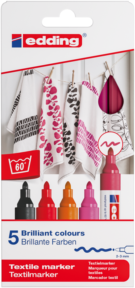 edding e-4500 Textile Marker Set Warm Colours (5pcs) (4-4500-5999) edding e-4500 Textile Marker Set Warm Colours (5pcs) (4-4500-5999)