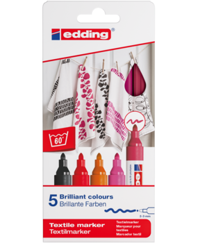 edding e-4500 Textile Marker Set Warm Colours (5pcs) (4-4500-5999)