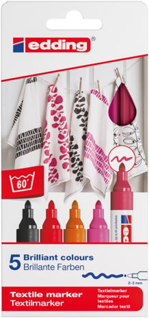 edding e-4500 Textile Marker Set Warm Colours (5pcs) (4-4500-5999) edding e-4500 Textile Marker Set Warm Colours (5pcs) (4-4500-5999)