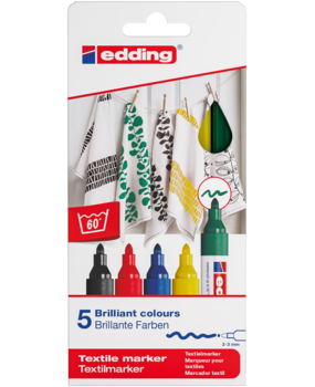 edding e-4500 Textile Marker Set Basic Colours (5pcs) (4-4500-5S)
