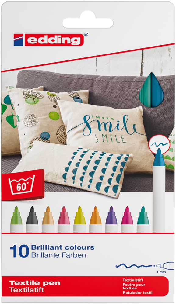 edding e-4600 Textile Pen Set Fun Colours (10pcs) (4-4600-10099) edding e-4600 Textile Pen Set Fun Colours (10pcs) (4-4600-10099)