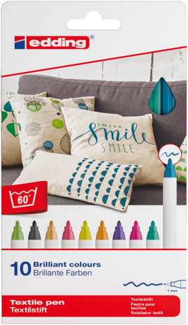 edding e-4600 Textile Pen Set Fun Colours (10pcs) (4-4600-10099) edding e-4600 Textile Pen Set Fun Colours (10pcs) (4-4600-10099)