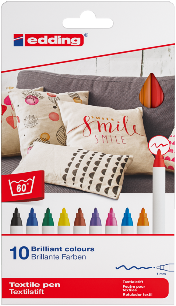 edding e-4600 Textile Pen Set Basic Colours (10pcs) (4-4600-10999) edding e-4600 Textile Pen Set Basic Colours (10pcs) (4-4600-10999)