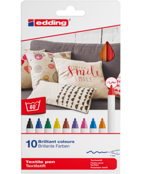 edding e-4600 Textile Pen Set Basic Colours (10pcs) (4-4600-10999)