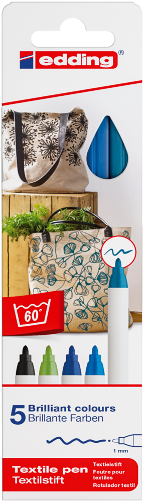 edding e-4600 Textile Pen Set Cool Colours (5pcs) (4-4600-5099) edding e-4600 Textile Pen Set Cool Colours (5pcs) (4-4600-5099)