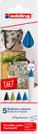 edding e-4600 Textile Pen Set Cool Colours (5pcs) (4-4600-5099) edding e-4600 Textile Pen Set Cool Colours (5pcs) (4-4600-5099)