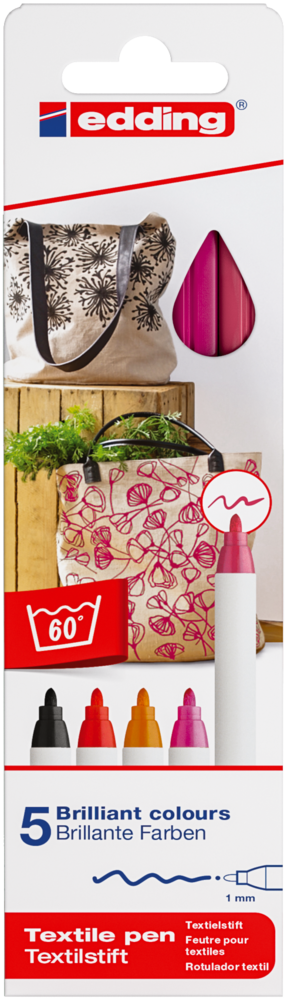 edding e-4600 Textile Pen Set Warm Colours (5pcs) (4-4600-5999) edding e-4600 Textile Pen Set Warm Colours (5pcs) (4-4600-5999)