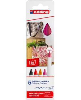 edding e-4600 Textile Pen Set Warm Colours (5pcs) (4-4600-5999)