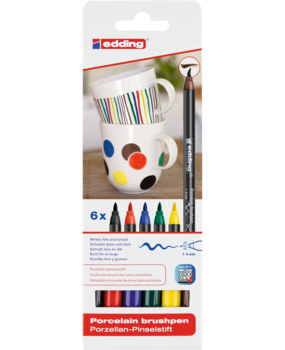 edding e-4200 Porcelain Brush Pen Set Family (6pcs) (4-4200-6)