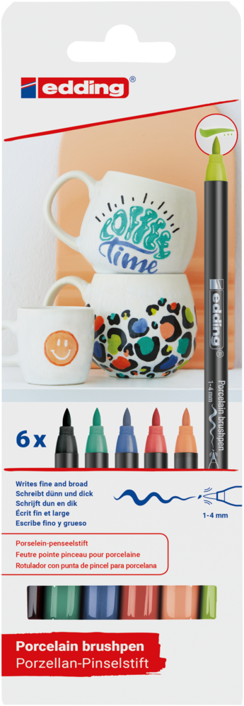 edding e-4200 Porcelain Brush Pen Set Lively (6pcs) (4-4200-6000) edding e-4200 Porcelain Brush Pen Set Lively (6pcs) (4-4200-6000)