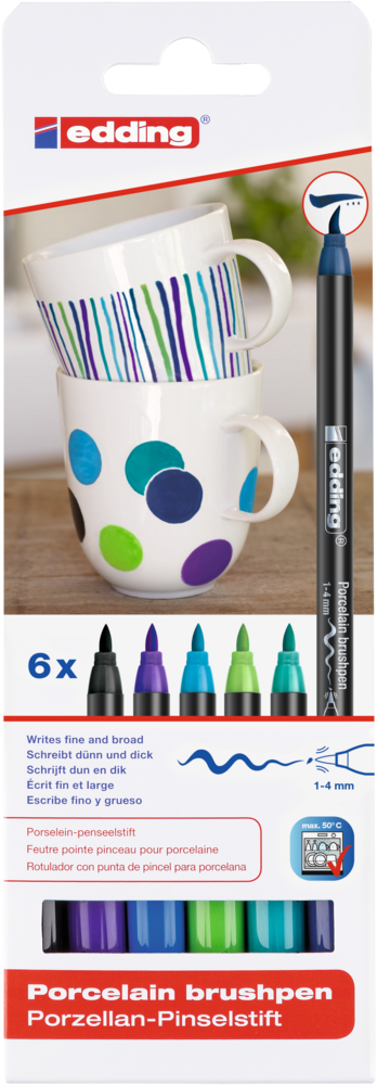 edding e-4200 Porcelain Brush Pen Set Cool (6pcs) (4-4200-6099) edding e-4200 Porcelain Brush Pen Set Cool (6pcs) (4-4200-6099)
