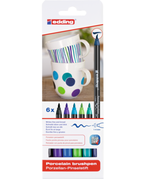 edding e-4200 Porcelain Brush Pen Set Cool (6pcs) (4-4200-6099)