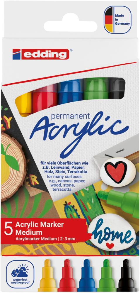 edding e-5100 Acrylic Marker Medium Set Basic (5pcs) (4-5100-5)