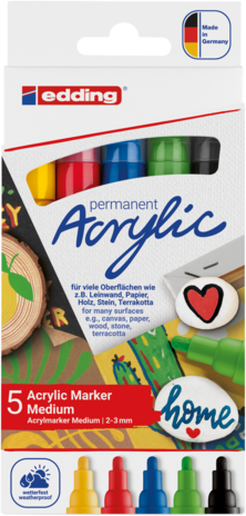 edding e-5100 Acrylic Marker Medium Set Basic (5pcs) (4-5100-5)