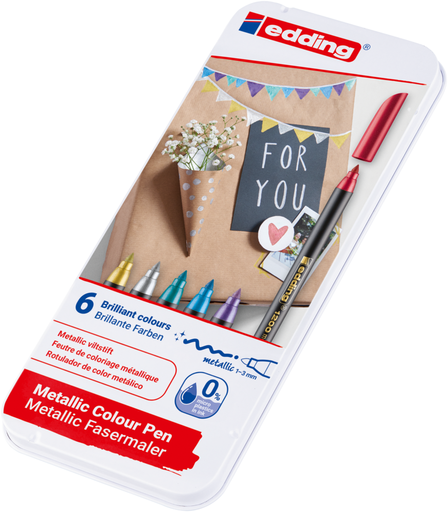 edding e-1200 Colour Pen Metallic Set in Metal Box (6pcs) (4-1200-6) edding e-1200 Colour Pen Metallic Set in Metal Box (6pcs) (4-1200-6)
