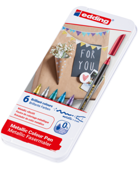edding e-1200 Colour Pen Metallic Set in Metal Box (6pcs) (4-1200-6)
