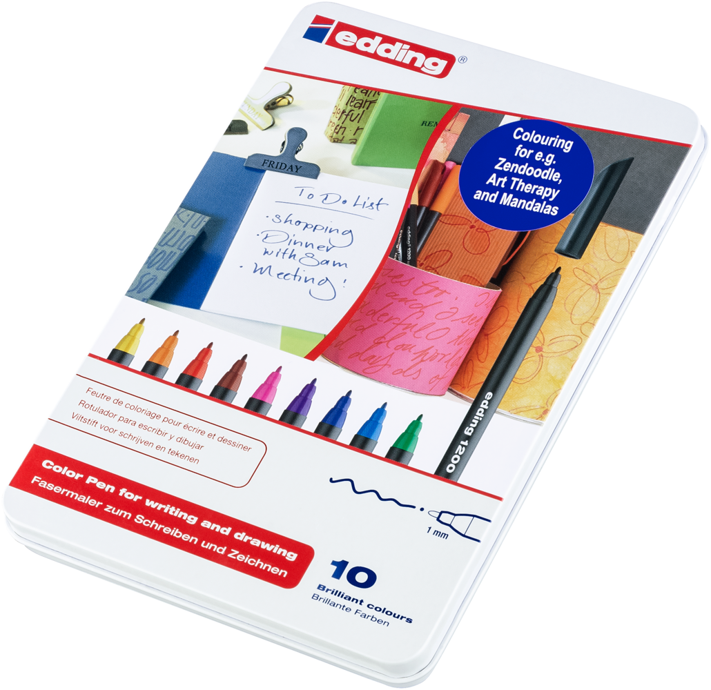 edding e-1200 Colour Pen Fine Set in Metal Box (10pcs) (4-1200-10)