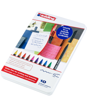 edding e-1200 Colour Pen Fine Set in Metal Box (10pcs) (4-1200-10)