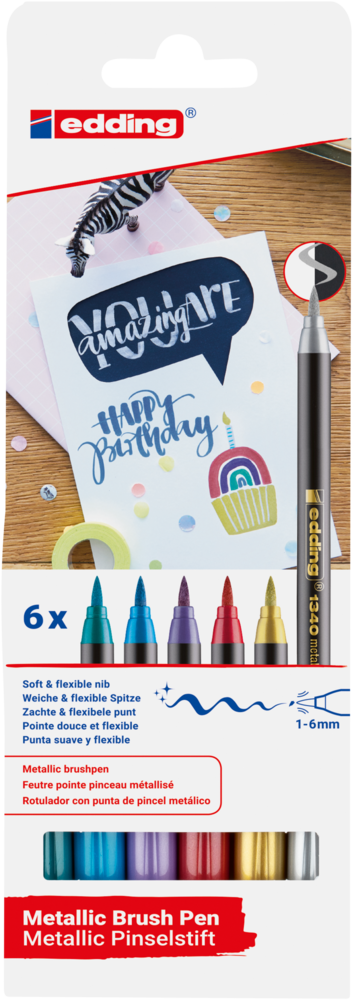 edding e-1340 Brush Pen Metallic Set (6pcs) (4-1340-6)