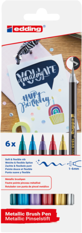 edding e-1340 Brush Pen Metallic Set (6pcs) (4-1340-6)