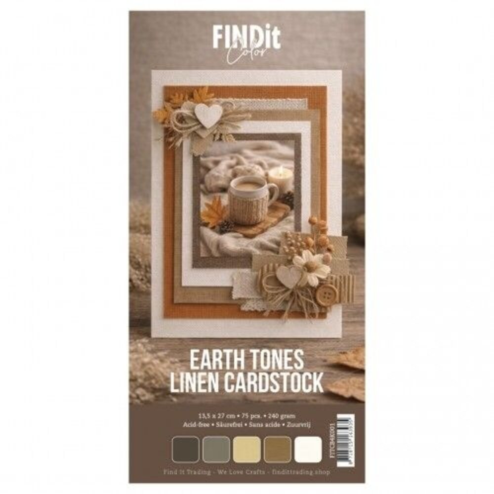 Find It Linen Cardstock 4K Earth Tones (75pcs) (FITCB4k001)