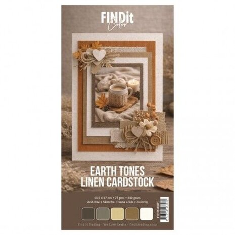 Card Deco Linen Cardstock 4K Earth Tones (75pcs) (FITCB4k001)