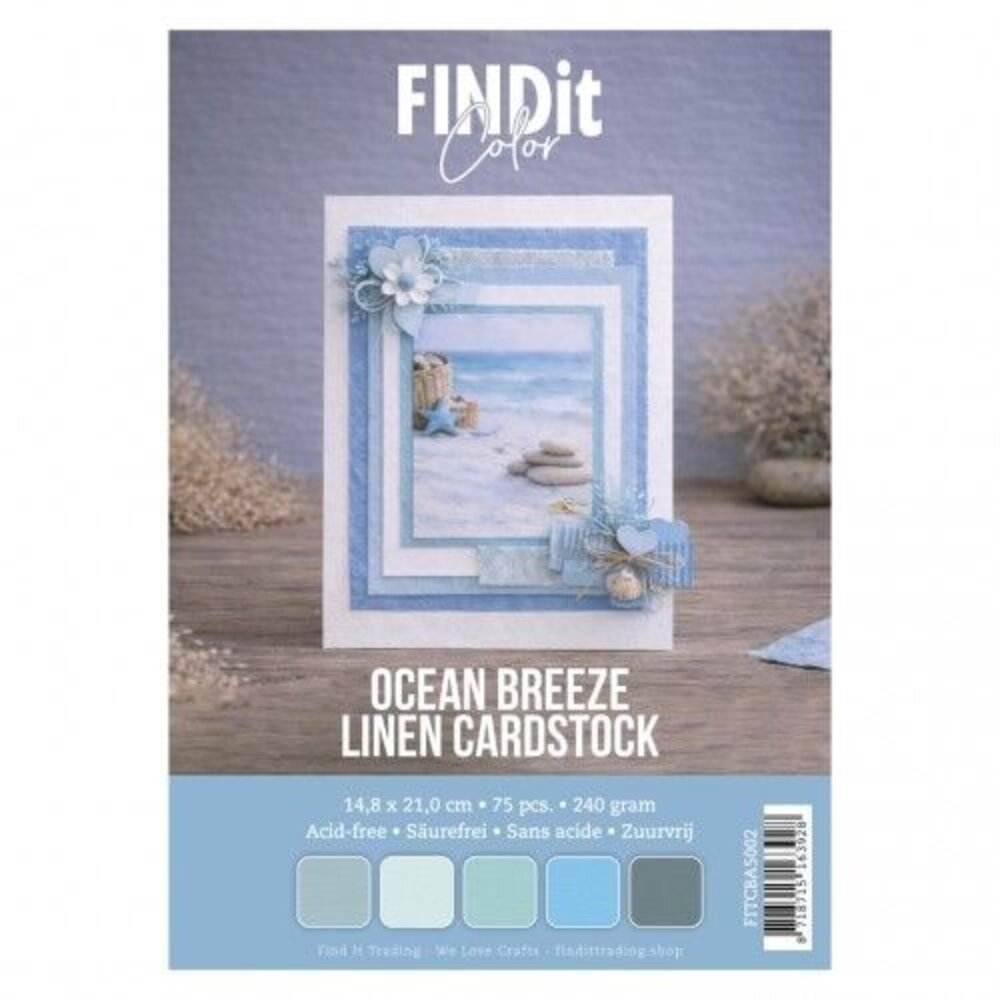 Card Deco Linen Cardstock A5 Ocean Breeze (75pcs) (FITCBA5002)