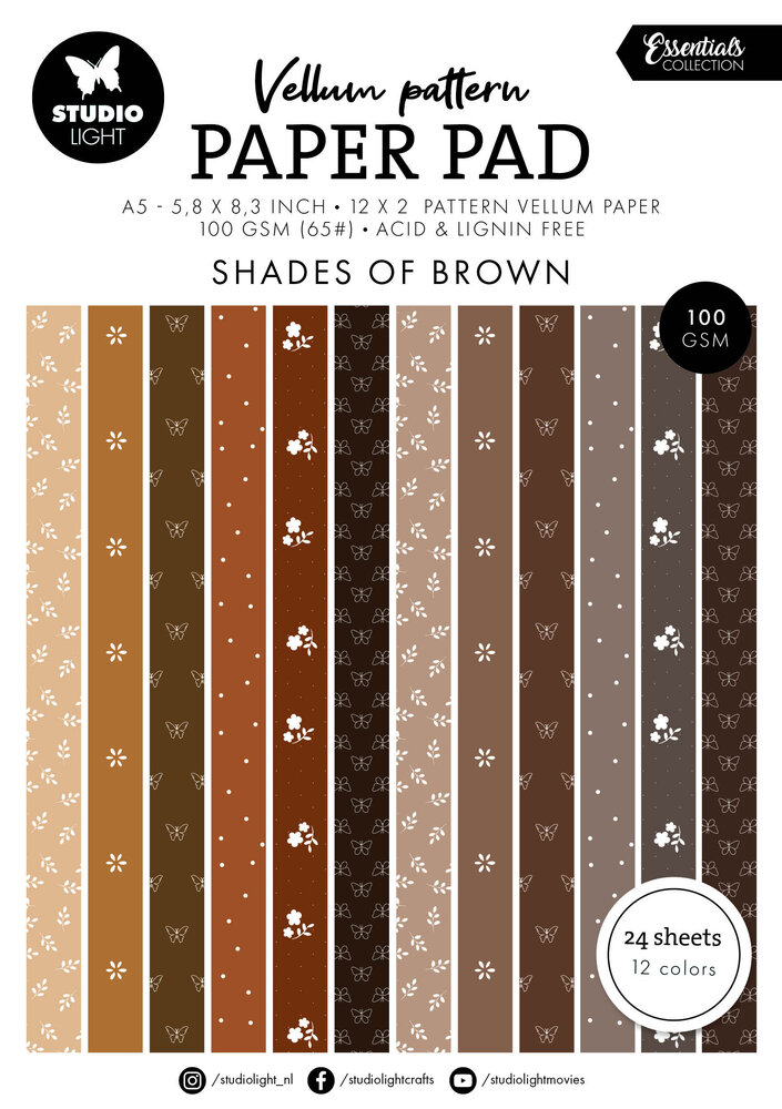 Studio Light Shades of Brown A5 Vellum Pattern Paper Pad (SL-ES-VPPP451)